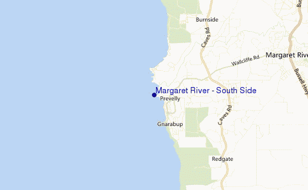 mapa de ubicación de Margaret River - South Side