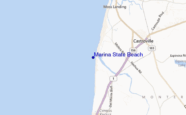 mapa de ubicación de Marina State Beach