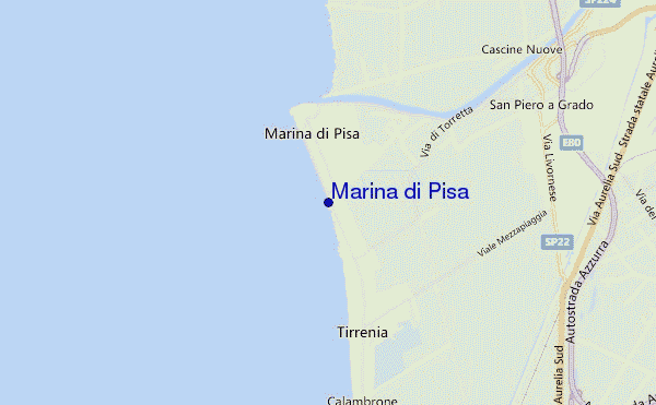 mapa de ubicación de Marina di Pisa