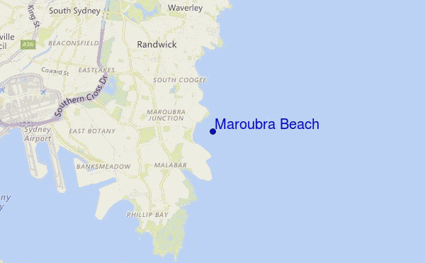 mapa de ubicación de Maroubra Beach