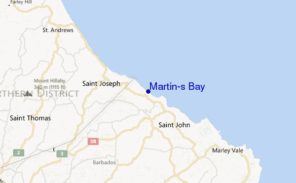 mapa de ubicación de Martin's Bay