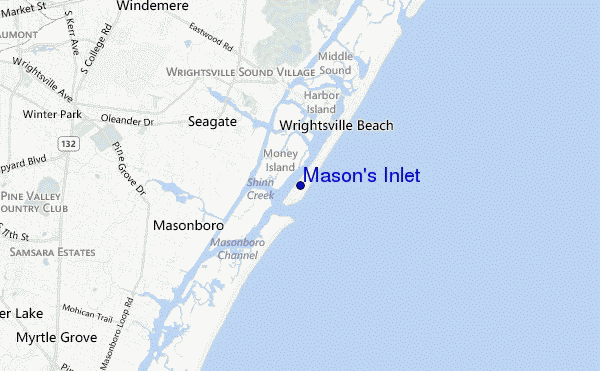 mapa de ubicación de Mason s Inlet