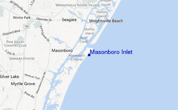 mapa de ubicación de Masonboro Inlet