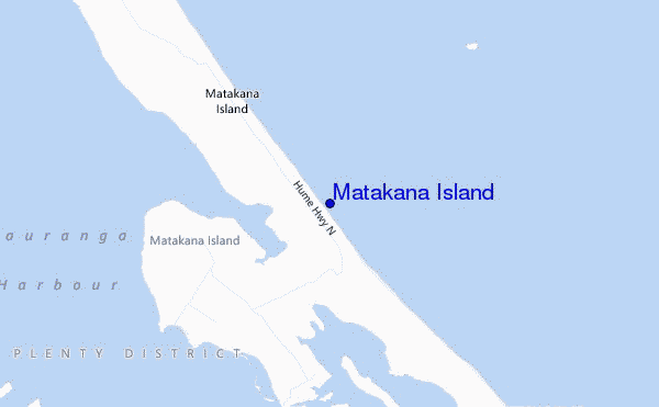 mapa de ubicación de Matakana Island