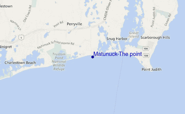 mapa de ubicación de Matunuck-The point