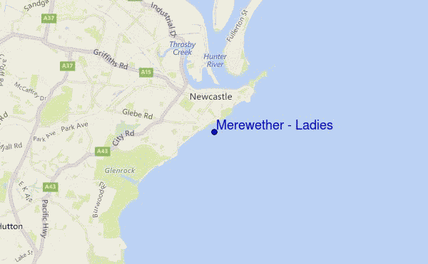 mapa de ubicación de Merewether - Ladies