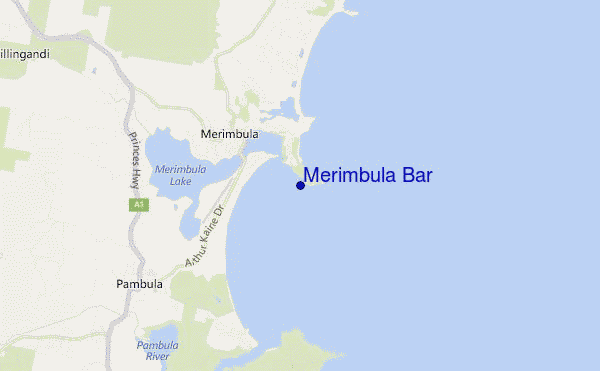 mapa de ubicación de Merimbula Bar