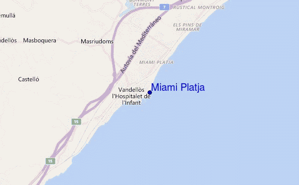 mapa de ubicación de Miami Platja