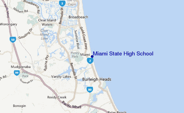 mapa de ubicación de Miami State High School