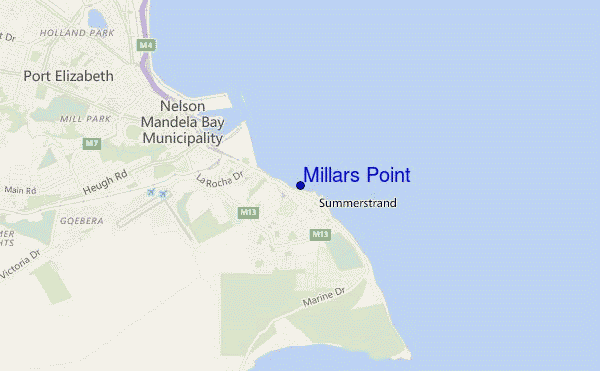mapa de ubicación de Millars Point