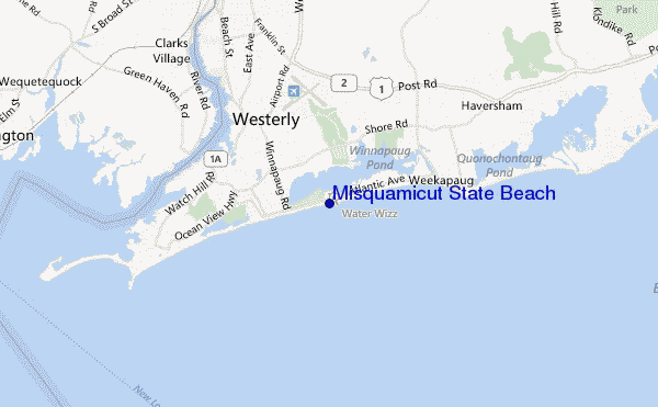 mapa de ubicación de Misquamicut State Beach