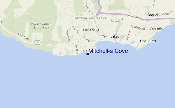 mapa de ubicación de Mitchell's Cove
