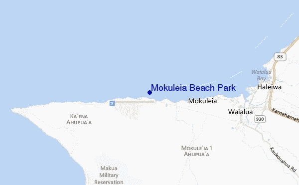 mapa de ubicación de Mokuleia Beach Park