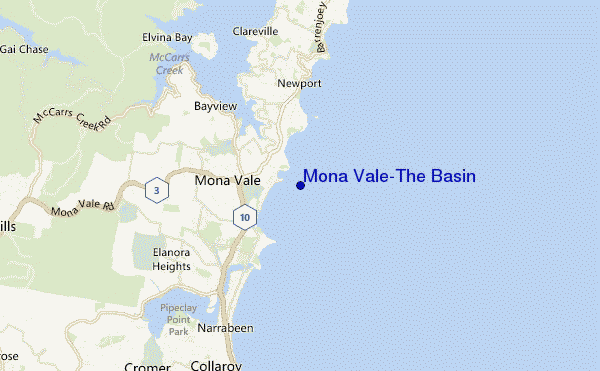 mapa de ubicación de Mona Vale-The Basin