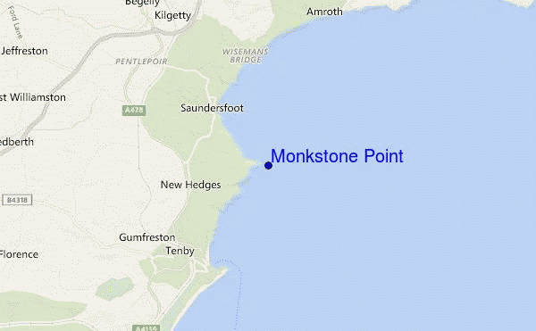 mapa de ubicación de Monkstone Point