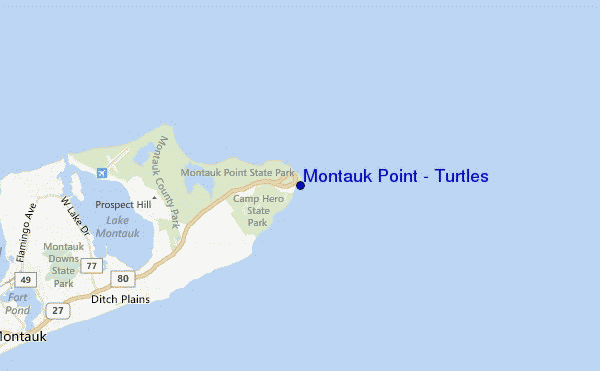 mapa de ubicación de Montauk Point - Turtles
