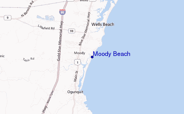 mapa de ubicación de Moody Beach