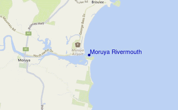 mapa de ubicación de Moruya Rivermouth