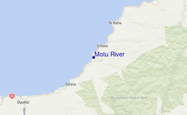 Motu River Location Map