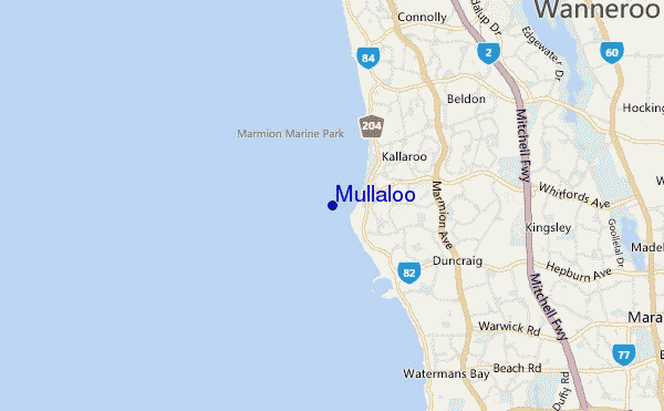 mapa de ubicación de Mullaloo