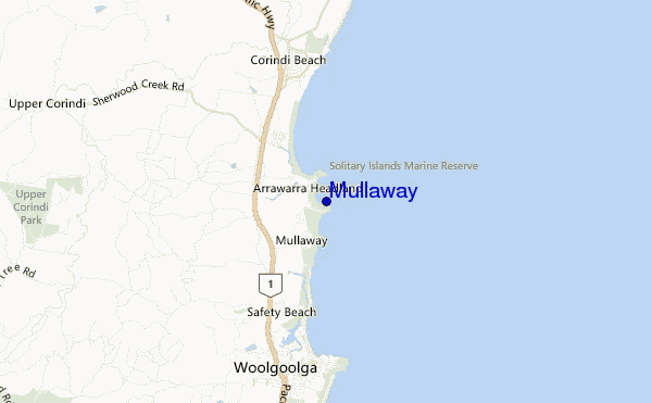 mapa de ubicación de Mullaway
