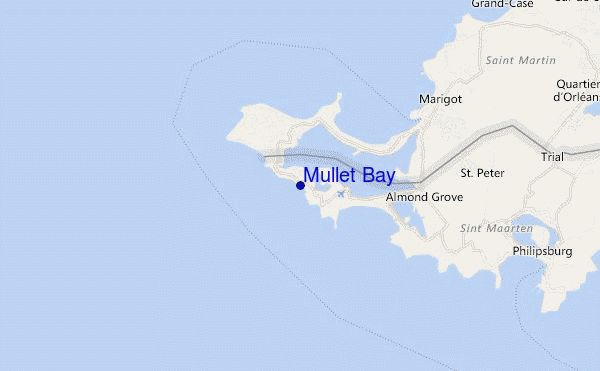 mapa de ubicación de Mullet Bay