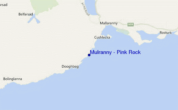 mapa de ubicación de Mulranny - Pink Rock