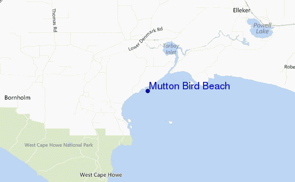 mapa de ubicación de Mutton Bird Beach