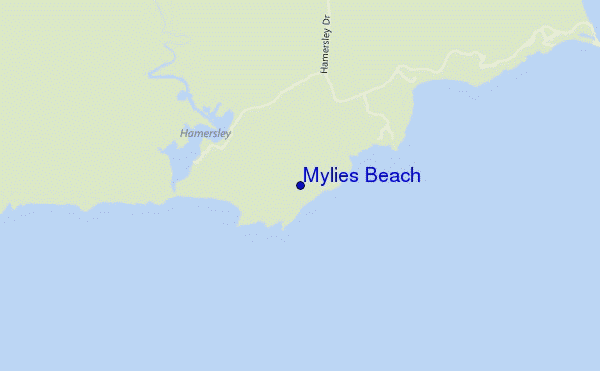 mapa de ubicación de Mylies Beach