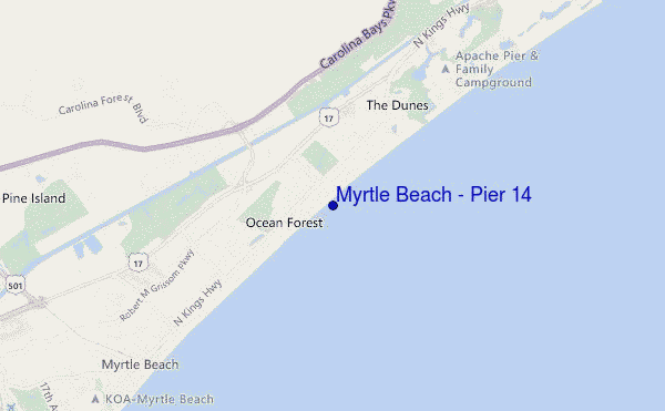 mapa de ubicación de Myrtle Beach - Pier 14