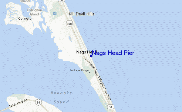 mapa de ubicación de Nags Head Pier
