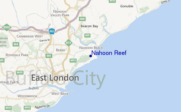 mapa de ubicación de Nahoon Reef