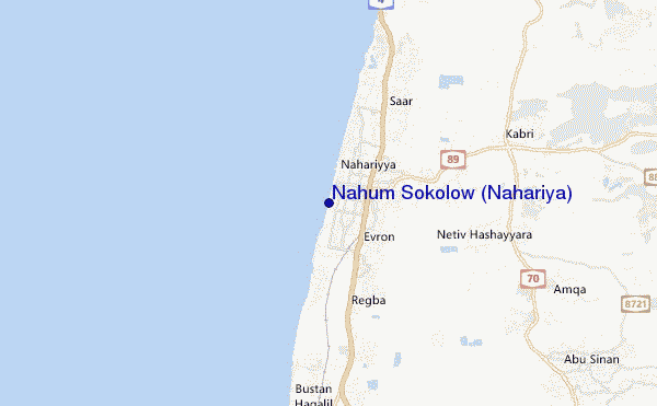 mapa de ubicación de Nahum Sokolow (Nahariya)