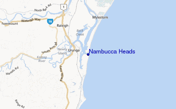 mapa de ubicación de Nambucca Heads