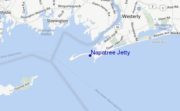 mapa de ubicación de Napatree Jetty