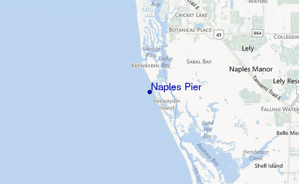 mapa de ubicación de Naples Pier
