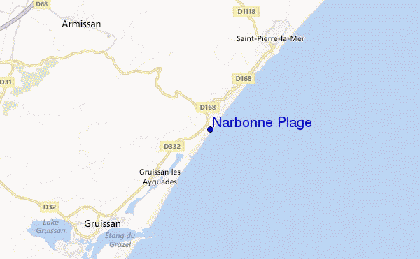 mapa de ubicación de Narbonne Plage