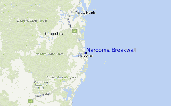 Narooma Breakwall Location Map