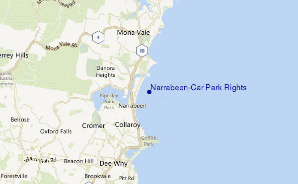 mapa de ubicación de Narrabeen-Car Park Rights
