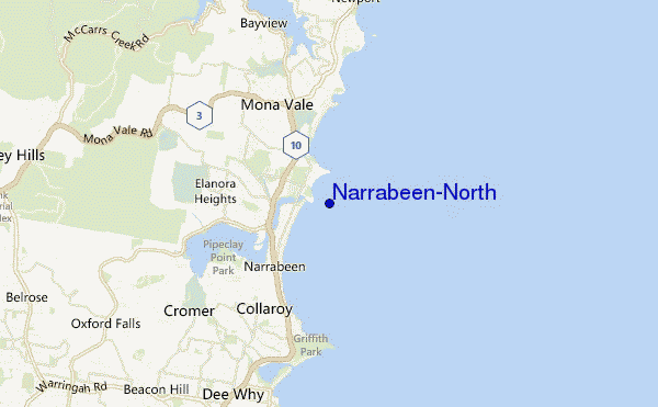 mapa de ubicación de Narrabeen-North