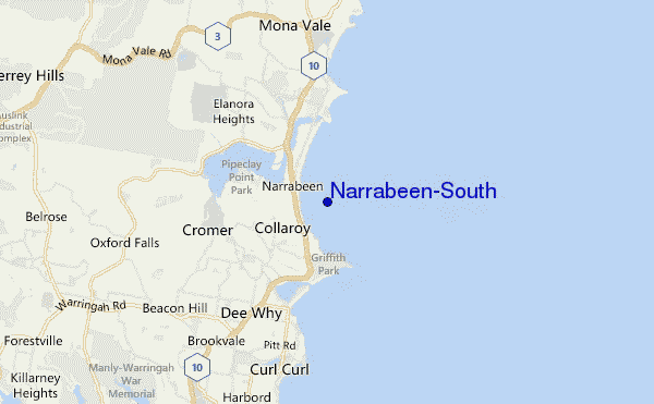 mapa de ubicación de Narrabeen-South