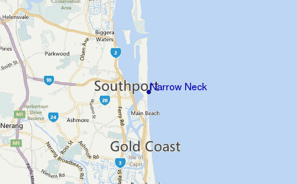 mapa de ubicación de Narrow Neck