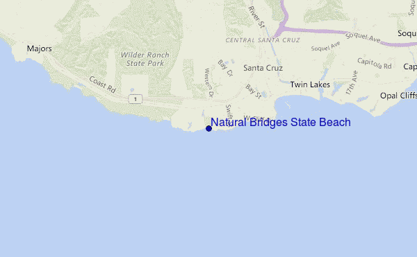 mapa de ubicación de Natural Bridges State Beach