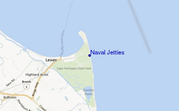 mapa de ubicación de Naval Jetties