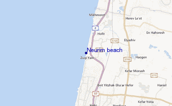 mapa de ubicación de Neurim beach