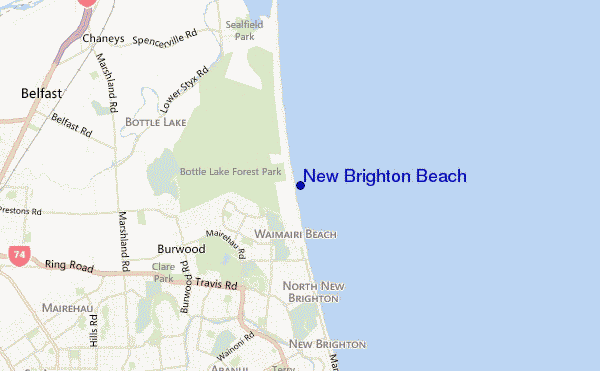mapa de ubicación de New Brighton Beach