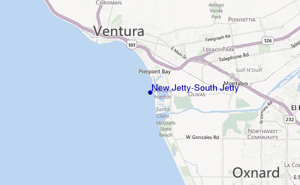 mapa de ubicación de New Jetty/South Jetty