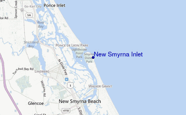 mapa de ubicación de New Smyrna Inlet