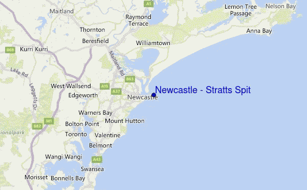 Newcastle - Stratts Spit Location Map