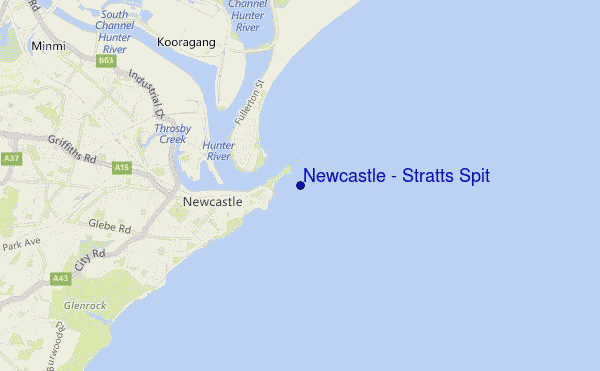 mapa de ubicación de Newcastle - Stratts Spit